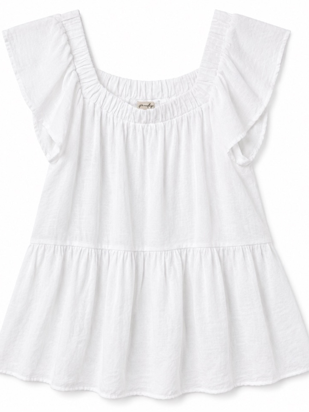 Wonderly • White • Flutter Sleeve • Peasant Top • Size Medium